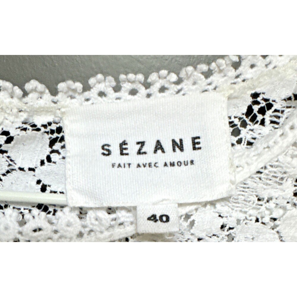 Sezane Ninon Blouse Size 40 US 8 White Lace Ruffle Long Sleeve Romantic Top - Picture 4 of 14